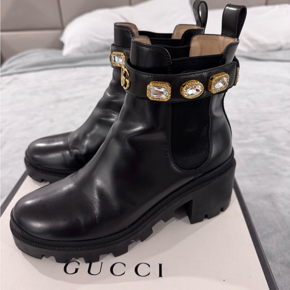 Gucci Black Leather Ankle Boots